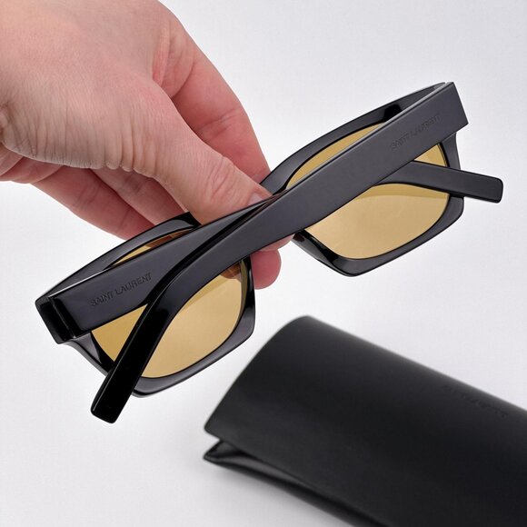 Saint Laurent SL402 010 Rectangle Sunglasses – Black Frame with Yellow Lenses main image 7